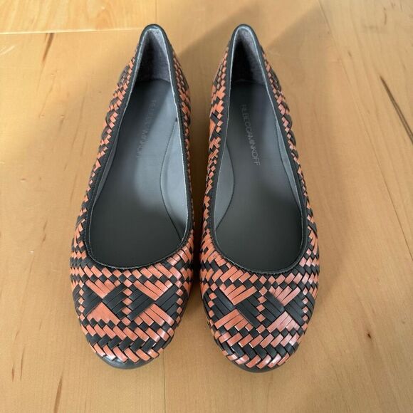 Rebecca Minkoff Woven Leather Flats 7.5 Gray Ballet - Picture 2 of 5